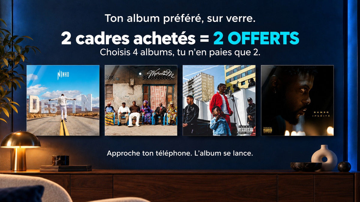 FocusMelo : ton album préféré sur verre, 2 cadres achetés = 2 offerts