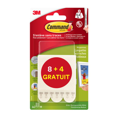 Lot de 8 languettes de fixation adhésives + 4 gratuites